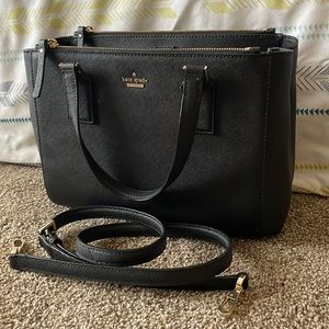 Kate Spade black double zip saffiano satchel